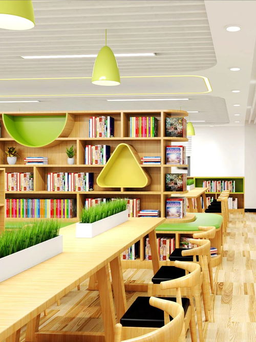 原木風(fēng)小學(xué)校園圖書(shū)閱覽室設(shè)計(jì) 清新收納，悅讀空間